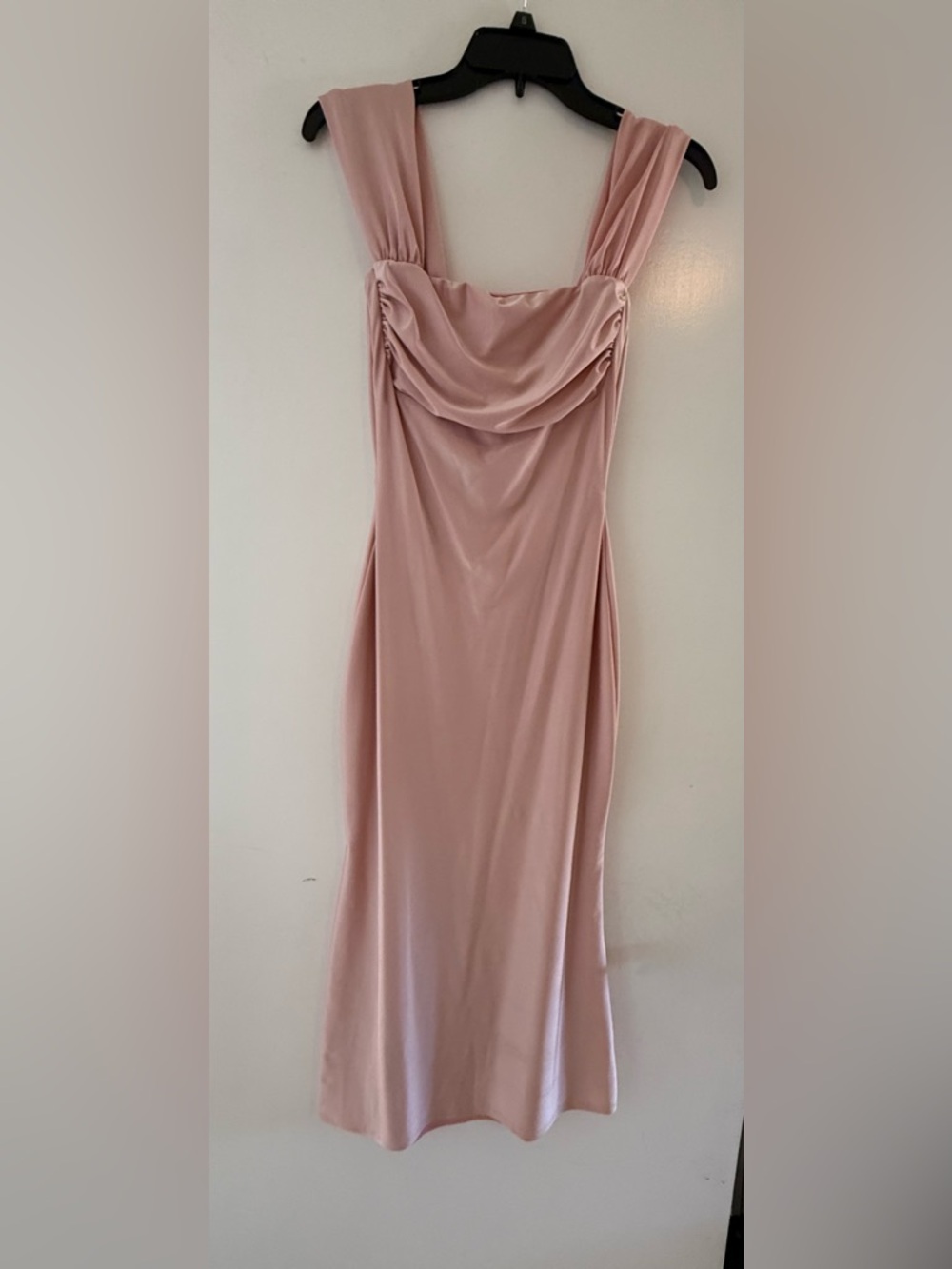 Windsor Draped Midi Dress in Powder Pink